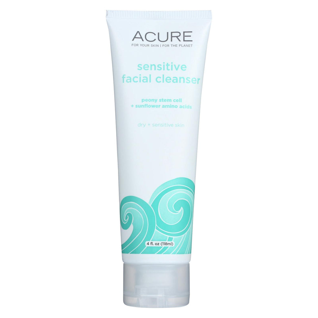 Acure Sensitive Facial Cleanser - Peony Extract And Sunflower Amino Acids - 4 Fl Oz.