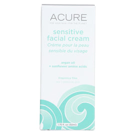 Acure Sensitive Facial Cream - Argan Oil And Sunflower Amino Acids - 1.75 Fl Oz.