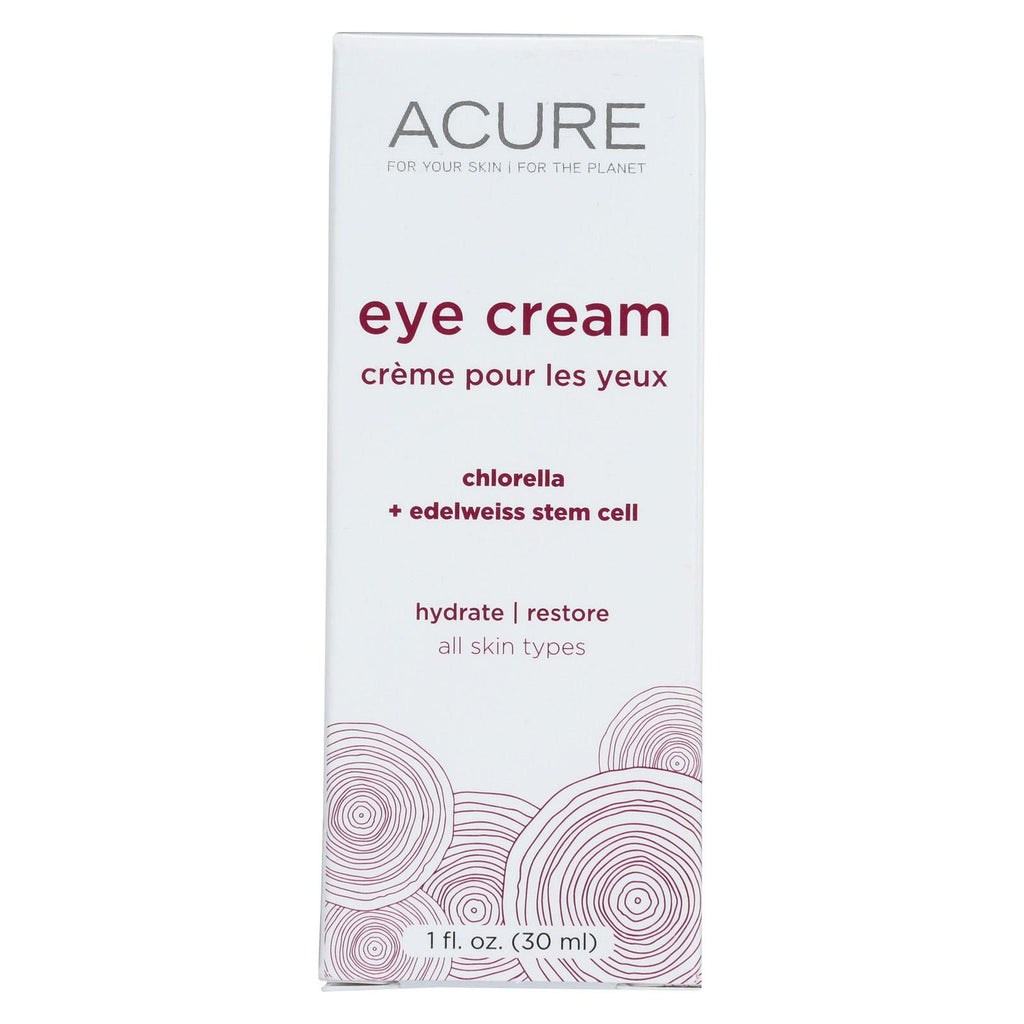 Acure Eye Cream - Chlorella And Edelweiss Stem Cell - 1 Fl Oz.