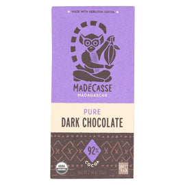 Madecasse 92 Percent Dark Chocolate - Case Of 12 - 2.64 Oz.