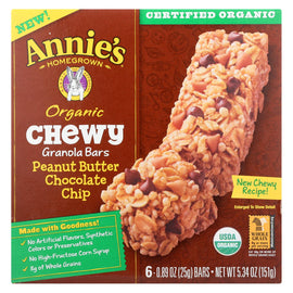 Annie's Homegrown Organic Chewy Granola Bars Peanut Butter Chocolate Chip - Case Of 12 - 5.34 Oz.