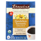 Teeccino Organic Chircory Herbal Tea - Dandelion Turmeric - Case Of 6 - 10 Bag