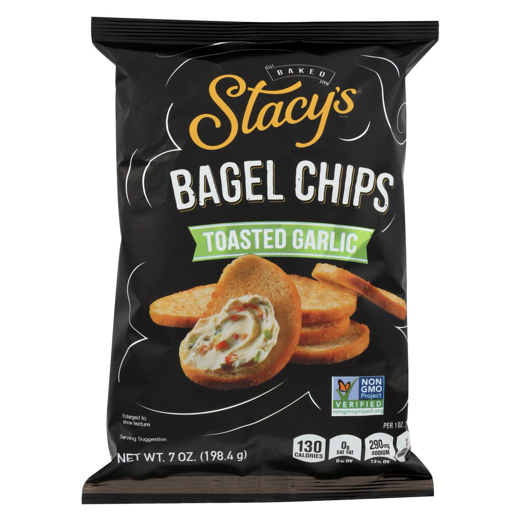 Stacy's Pita Chips Bagel Chips - Toastd Garlic - Case Of 12 - 7 Oz