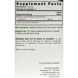 Nature's Answer Damiana Leaf - 90 Vegetarian Capsules