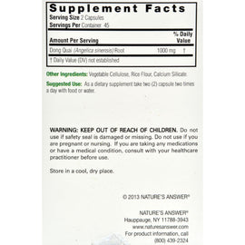 Nature's Answer Dong Quai Root Extract - 90 Vegetarian Capsules