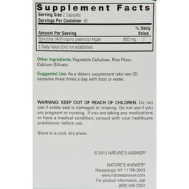 Nature's Answer Spirulina - 90 Capsules
