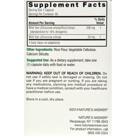 Nature's Answer Wild Yam Root Extract - 60 Vegetarian Capsules
