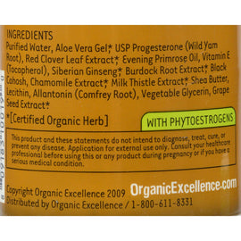Organic Excellence Balance Plus Therapy Bio-identical Progesterone Cream With Phytoestrogens - 3 Oz