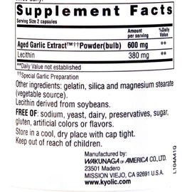 Kyolic Aged Garlic Extract Cholesterol Formula 104 - 100 Capsules