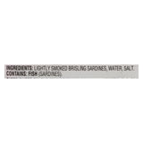 Season Brand Sardines - Brisling - Lightly Smoked - In Water - 3.75 Oz - Case Of 12