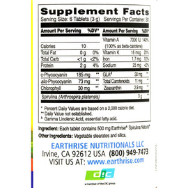 Earthrise Spirulina Natural - 500 Mg - 180 Tablets