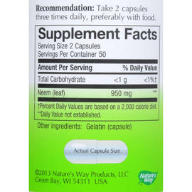 Nature's Way Neem - 475 Mg - 100 Capsules