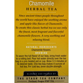 Stash Tea - Herbal - Chamomile - 20 Bags - Case Of 6