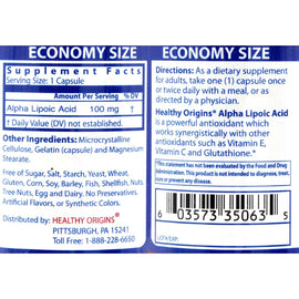 Healthy Origins Alpha Lipoic Acid - 100 Mg - 120 Caps
