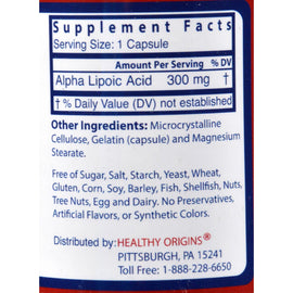 Healthy Origins Alpha Lipoic Acid - 300 Mg - 60 Capsules