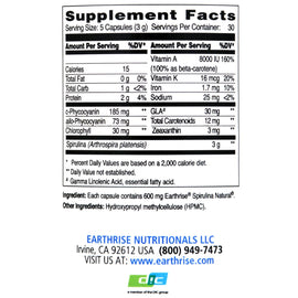Earthrise Spirulina Natural - 600 Mg - 150 Capsules