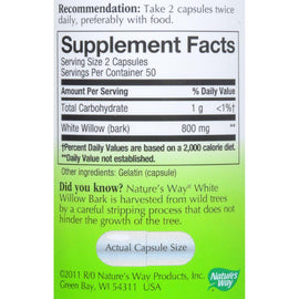 Nature's Way White Willow Bark - 400 Mg - 100 Capsules