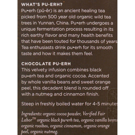 Numi Tea Organic Chocolate Pu-erh - Case Of 6 - 16 Bag