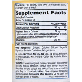 American Health Probiotic Acidophilus With Pectin - 100 Capsules