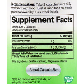 Nature's Way American Ginseng Root - 50 Capsules