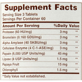 American Health Super Papaya Enzyme Plus Chewable - 180 Chewable Tablets
