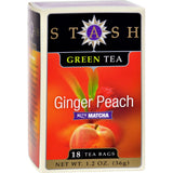 Stash Tea Ginger Peach Green W- Matcha - 18 Tea Bags - Case Of 6