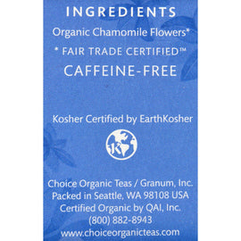 Choice Organic Teas Chamomile Herb Tea - 20 Tea Bags - Case Of 6