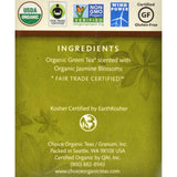 Choice Organic Teas Jasmine Green Tea - 16 Tea Bags - Case Of 6