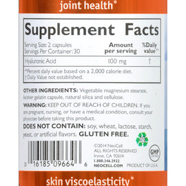 Neocell Hyaluronic Acid - 60 Capsules