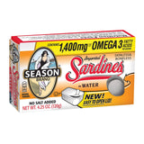 Season Brand Skinless And Boneless Sardines In Water  - No Salt Added - Case Of 12 - 4.25 Oz.