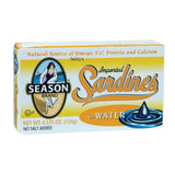 Season Brand Sardines In Water  - No Salt Added - Case Of 12 - 4.375 Oz.