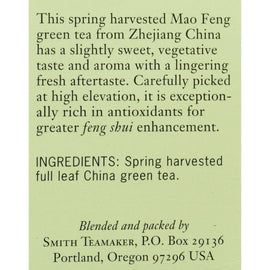 Smith Teamaker Green Tea - Mao Feng Shui - 15 Bags