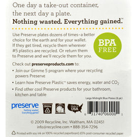 Preserve On The Go Large Reusable Plates - Midnight Blue - 8 Pack - 10.5 In