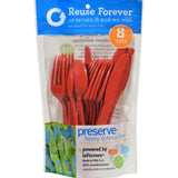 Preserve Heavy Duty Cutlery Sets - Pepper Red - 8 Sets - 24 Pieces Total