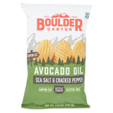 Boulder Canyon - Avocado Oil Canyon Cut Potato Chips - Sea Salt And Cracked Pepper - Case Of 12 - 5.25 Oz.