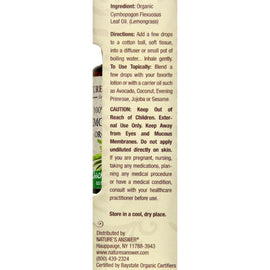 Natures Answer Essential Oil - Organic - Lemongrass - .5 Oz